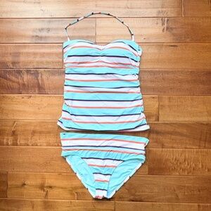 Tommy Bahama Striped Bandeau Two-piece Swimsuit Sz Small